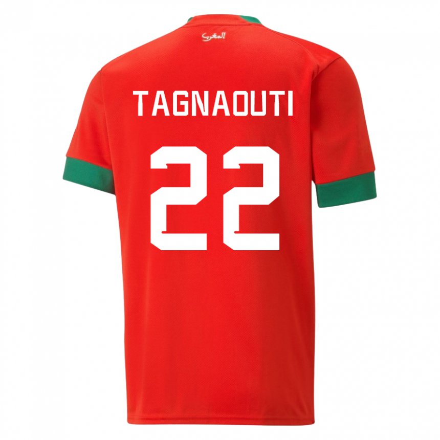 Mann Marokkos Ahmed Reda Tagnaouti #22 Rød Hjemmetrøye Drakt Trøye 22-24 Skjorter T-skjorte