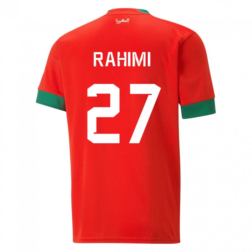 Mann Marokkos Soufiane Rahimi #27 Rød Hjemmetrøye Drakt Trøye 22-24 Skjorter T-skjorte