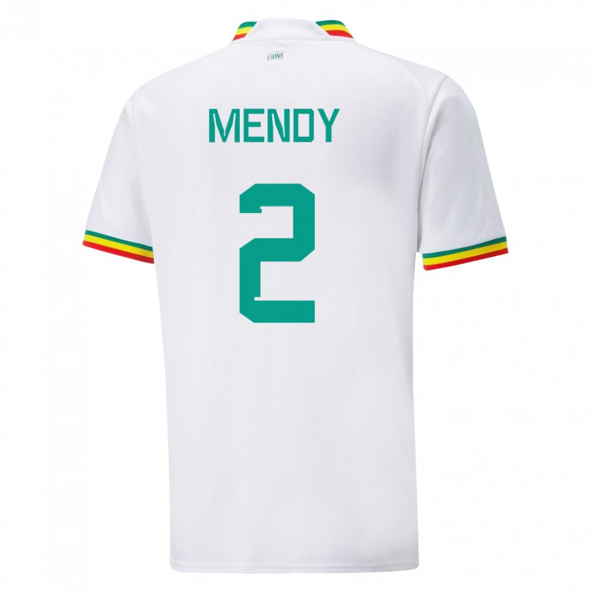 Mann Senegals Formose Mendy #2 Hvit Hjemmetrøye Drakt Trøye 22-24 Skjorter T-skjorte