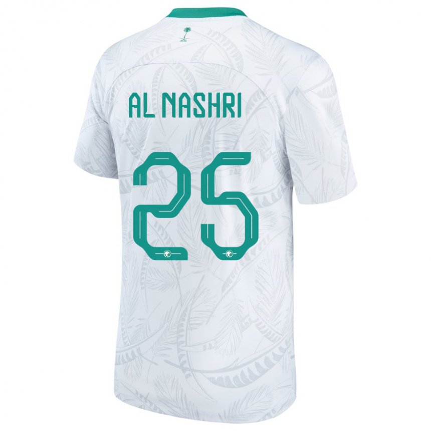 Mann Saudi-arabias Awad Al Nashri #25 Hvit Hjemmetrøye Drakt Trøye 22-24 Skjorter T-skjorte