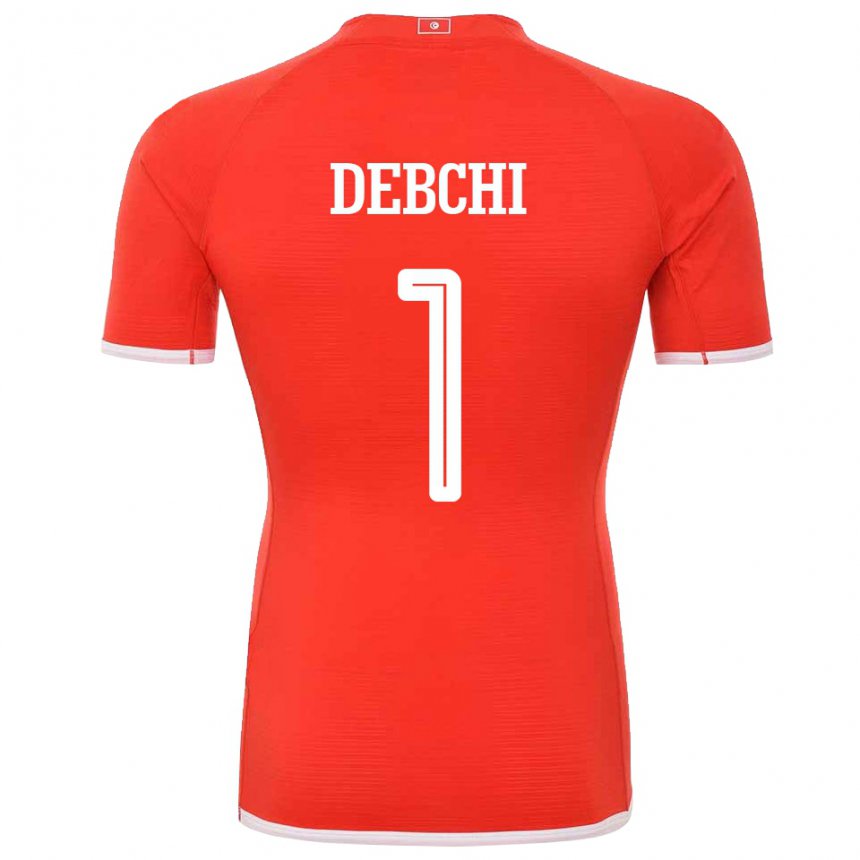 Mann Tunisias Mohamed Sedki Debchi #1 Rød Hjemmetrøye Drakt Trøye 22-24 Skjorter T-skjorte