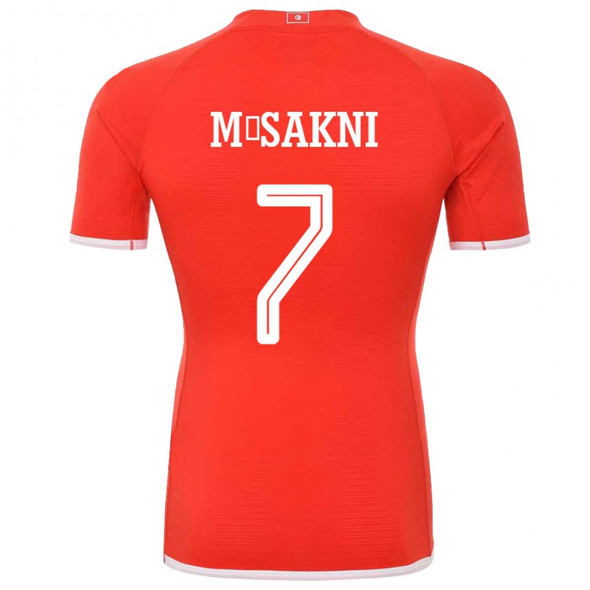 Mann Tunisias Youssef M Sakni #7 Rød Hjemmetrøye Drakt Trøye 22-24 Skjorter T-skjorte