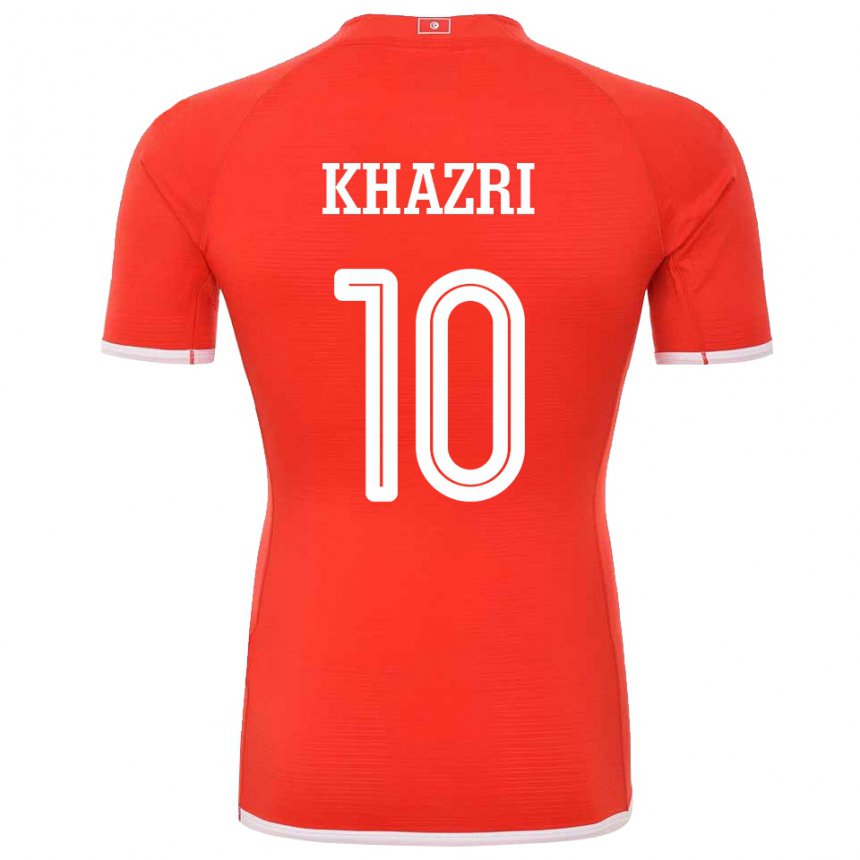 Mann Tunisias Wahbi Khazri #10 Rød Hjemmetrøye Drakt Trøye 22-24 Skjorter T-skjorte