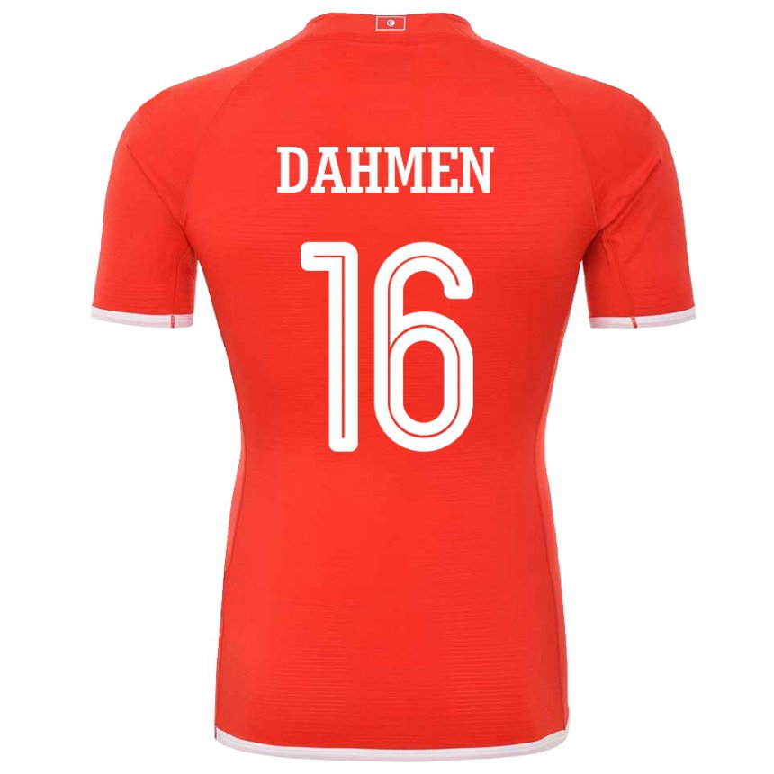Mann Tunisias Aymen Dahmen #16 Rød Hjemmetrøye Drakt Trøye 22-24 Skjorter T-skjorte