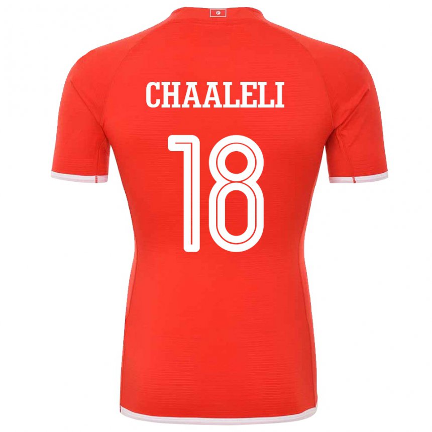 Mann Tunisias Ghaliene Chaaleli #18 Rød Hjemmetrøye Drakt Trøye 22-24 Skjorter T-skjorte