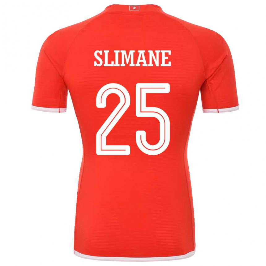 Mann Tunisias Anis Ben Slimane #25 Rød Hjemmetrøye Drakt Trøye 22-24 Skjorter T-skjorte