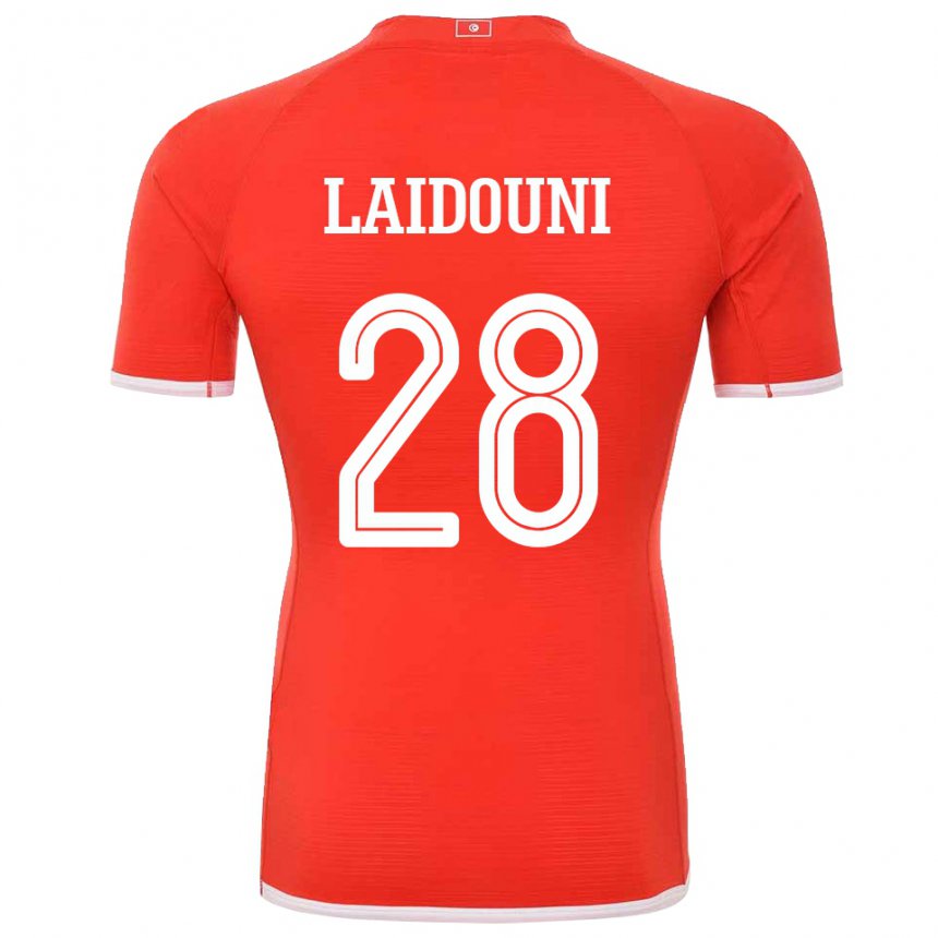 Mann Tunisias Aissa Laidouni #28 Rød Hjemmetrøye Drakt Trøye 22-24 Skjorter T-skjorte
