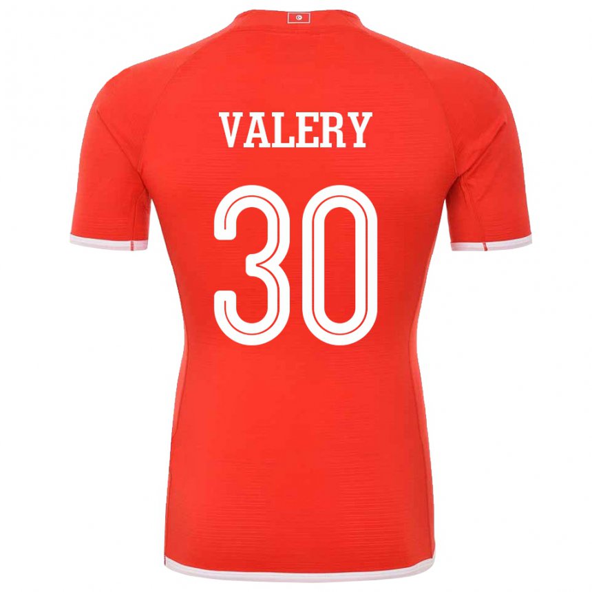 Mann Tunisias Yann Valery #30 Rød Hjemmetrøye Drakt Trøye 22-24 Skjorter T-skjorte