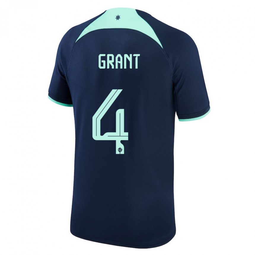 Mann Australias Rhyan Grant #4 Mørke Blå Bortetrøye Drakt Trøye 22-24 Skjorter T-skjorte
