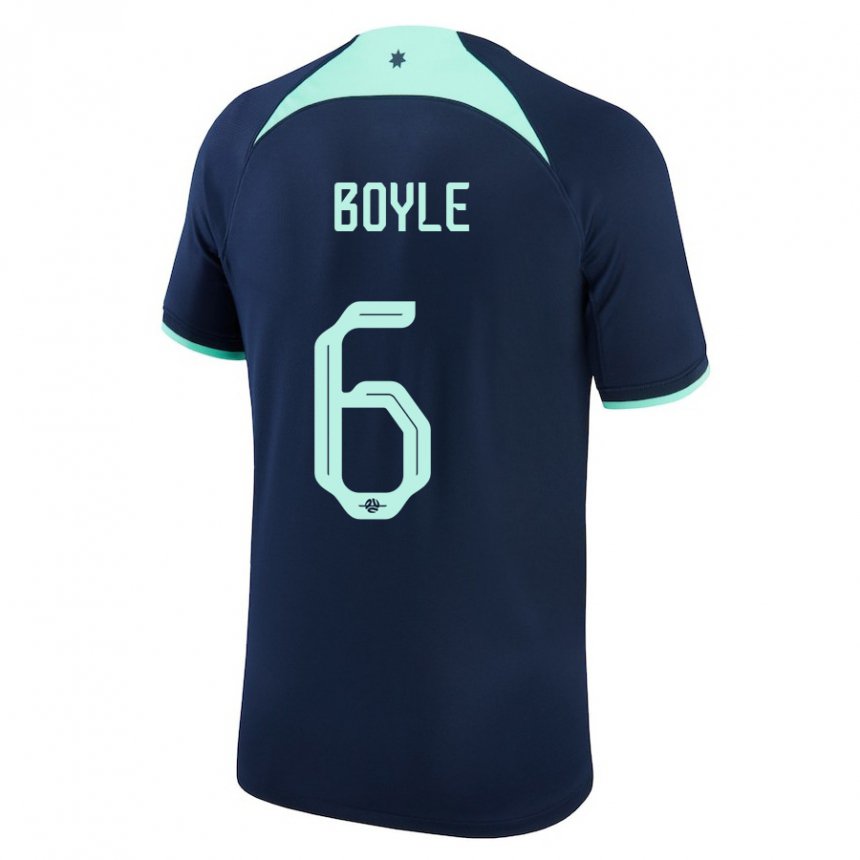 Mann Australias Martin Boyle #6 Mørke Blå Bortetrøye Drakt Trøye 22-24 Skjorter T-skjorte