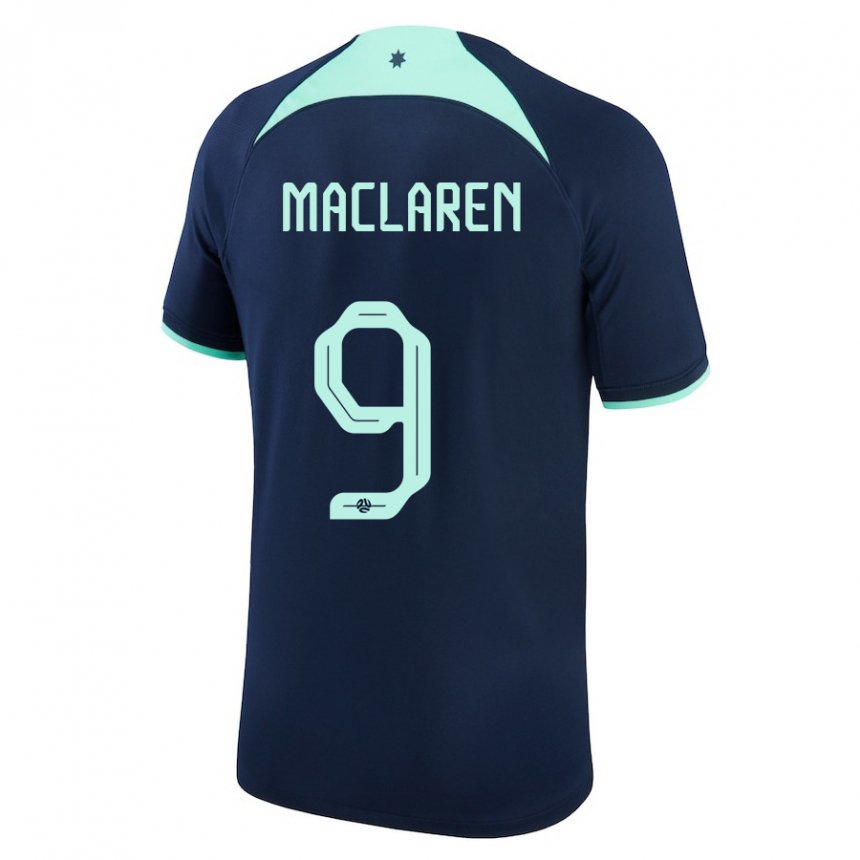 Mann Australias Jamie Maclaren #9 Mørke Blå Bortetrøye Drakt Trøye 22-24 Skjorter T-skjorte