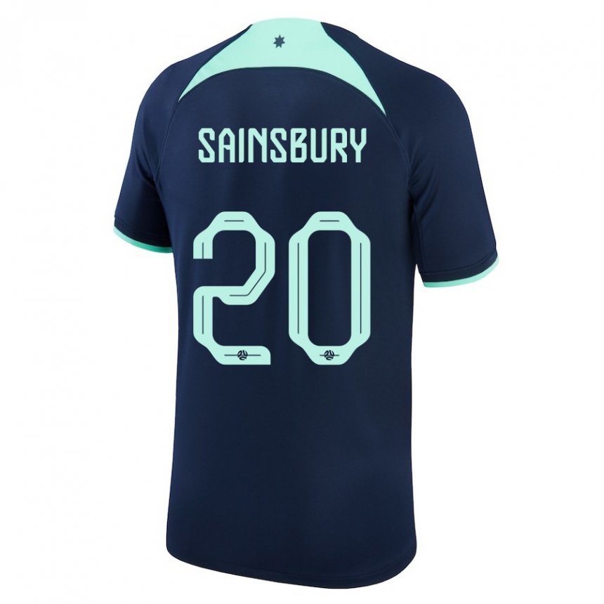 Mann Australias Trent Sainsbury #20 Mørke Blå Bortetrøye Drakt Trøye 22-24 Skjorter T-skjorte