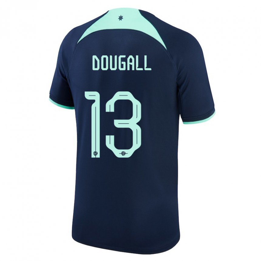 Mann Australias Kenny Dougall #13 Mørke Blå Bortetrøye Drakt Trøye 22-24 Skjorter T-skjorte