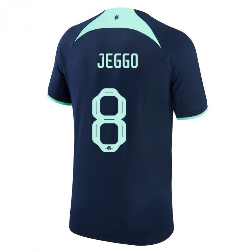 Mann Australias James Jeggo #8 Mørke Blå Bortetrøye Drakt Trøye 22-24 Skjorter T-skjorte