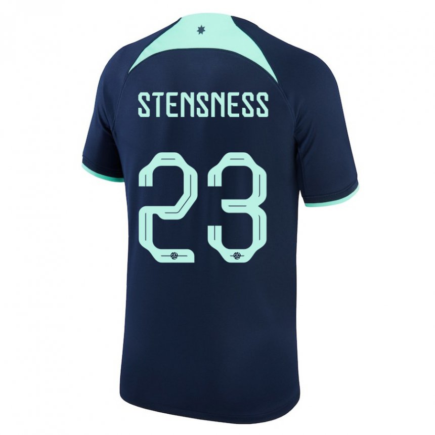 Mann Australias Gianni Stensness #23 Mørke Blå Bortetrøye Drakt Trøye 22-24 Skjorter T-skjorte