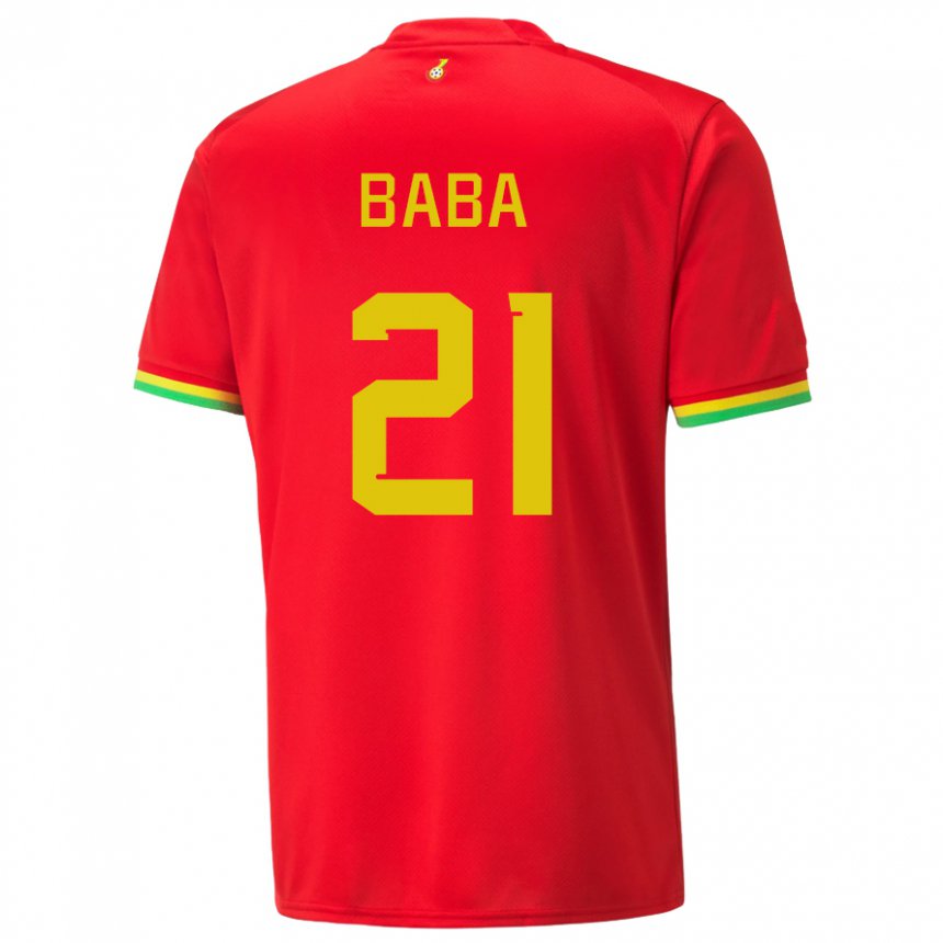 Mann Ghanas Iddrisu Baba #21 Rød Bortetrøye Drakt Trøye 22-24 Skjorter T-skjorte