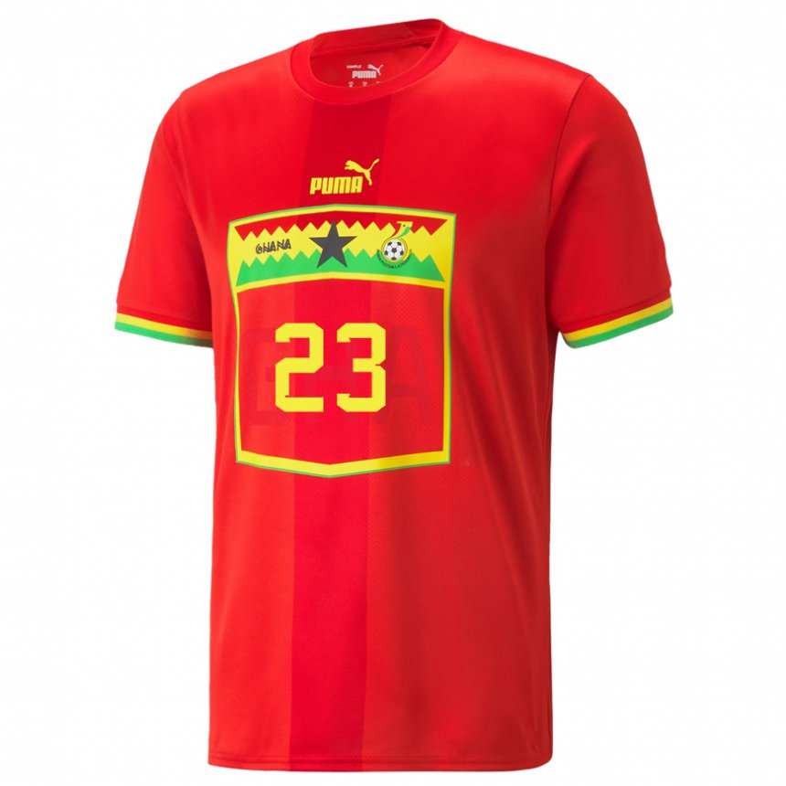Mann Ghanas Alexander Djiku #23 Rød Bortetrøye Drakt Trøye 22-24 Skjorter T-skjorte