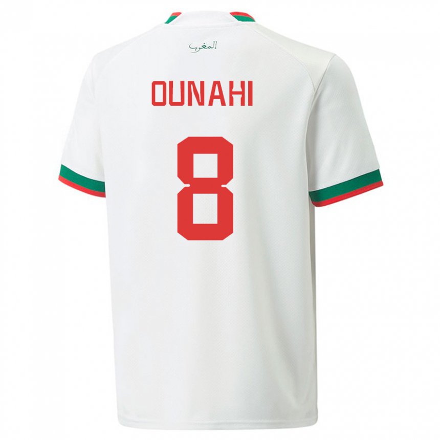 Mann Marokkos Azzeddine Ounahi #8 Hvit Bortetrøye Drakt Trøye 22-24 Skjorter T-skjorte