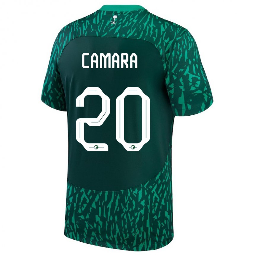 Mann Saudi-arabias Haroune Camara #20 Mørk Grønn Bortetrøye Drakt Trøye 22-24 Skjorter T-skjorte