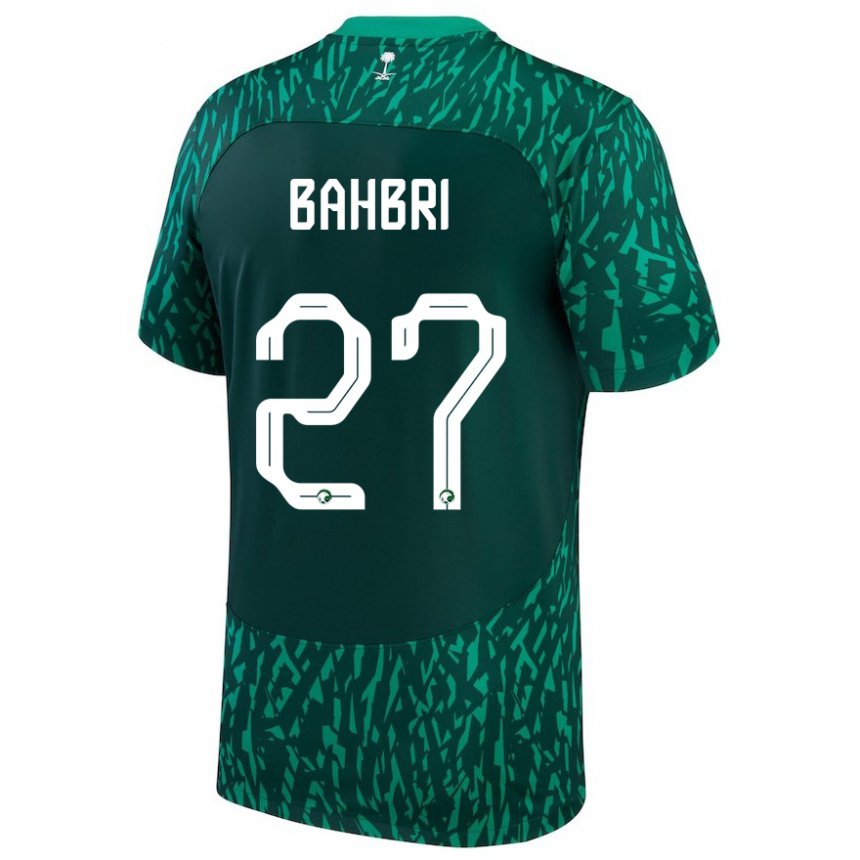 Mann Saudi-arabias Hatan Bahbri #27 Mørk Grønn Bortetrøye Drakt Trøye 22-24 Skjorter T-skjorte