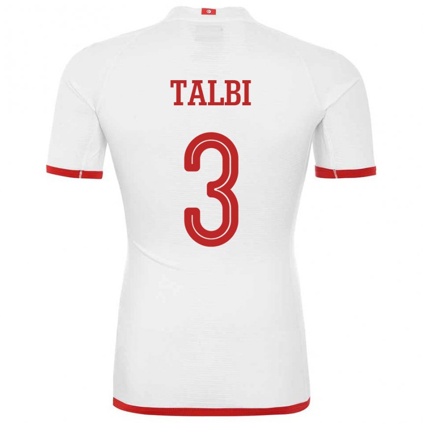 Mann Tunisias Montassar Talbi #3 Hvit Bortetrøye Drakt Trøye 22-24 Skjorter T-skjorte
