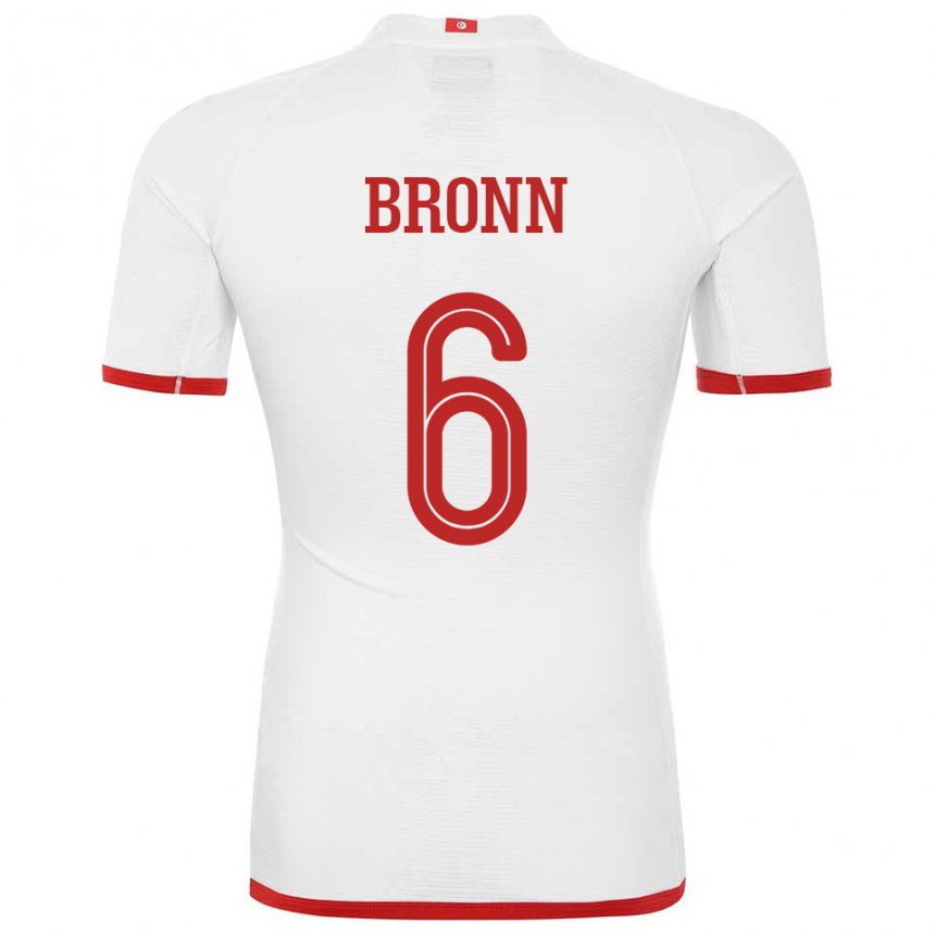 Mann Tunisias Dylan Bronn #6 Hvit Bortetrøye Drakt Trøye 22-24 Skjorter T-skjorte