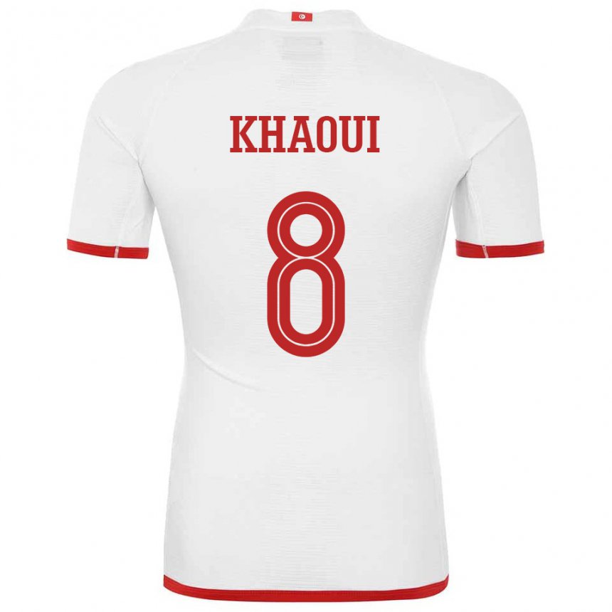 Mann Tunisias Saif Eddine Khaoui #8 Hvit Bortetrøye Drakt Trøye 22-24 Skjorter T-skjorte