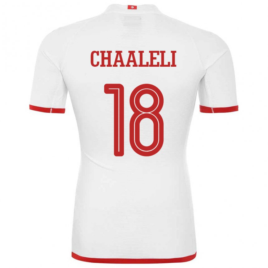 Mann Tunisias Ghaliene Chaaleli #18 Hvit Bortetrøye Drakt Trøye 22-24 Skjorter T-skjorte