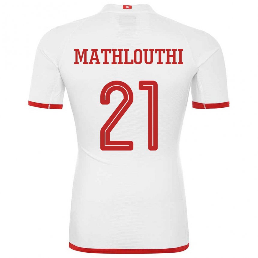 Mann Tunisias Hamza Mathlouthi #21 Hvit Bortetrøye Drakt Trøye 22-24 Skjorter T-skjorte