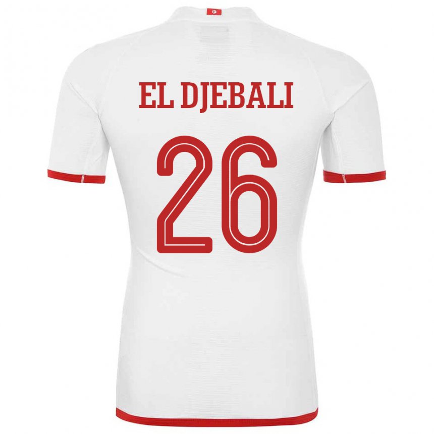Mann Tunisias Chaim El Djebali #26 Hvit Bortetrøye Drakt Trøye 22-24 Skjorter T-skjorte