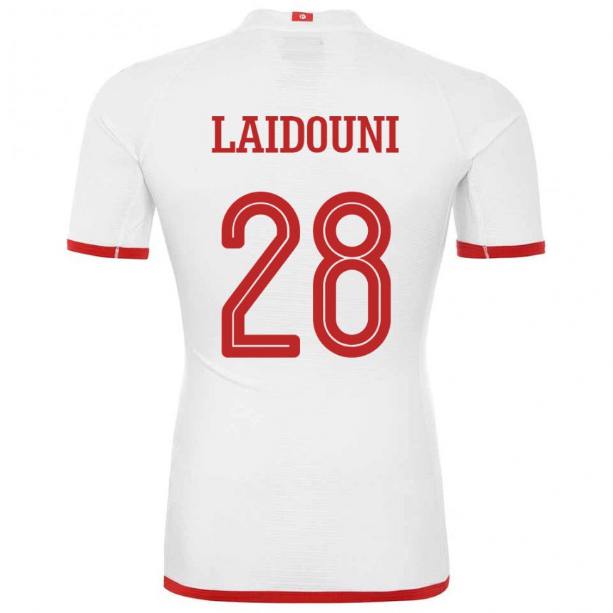 Mann Tunisias Aissa Laidouni #28 Hvit Bortetrøye Drakt Trøye 22-24 Skjorter T-skjorte