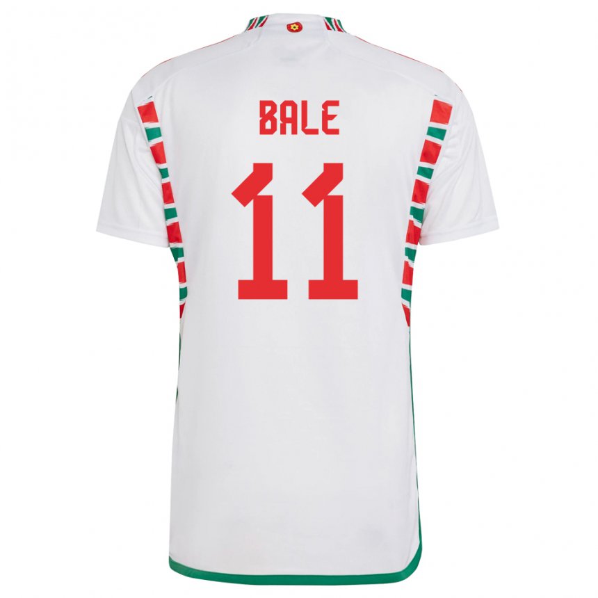 Mann Wales Gareth Bale #11 Hvit Bortetrøye Drakt Trøye 22-24 Skjorter T-skjorte