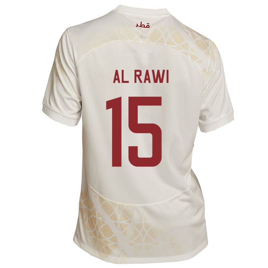 Mann Qatars Bassam Al Rawi #15 Gull Beige Bortetrøye Drakt Trøye 22-24 Skjorter T-skjorte