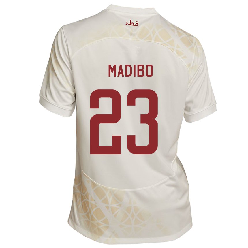 Mann Qatars Assim Madibo #23 Gull Beige Bortetrøye Drakt Trøye 22-24 Skjorter T-skjorte