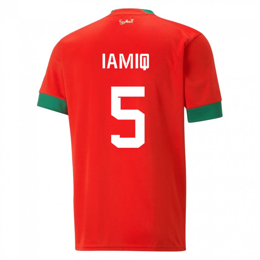 Dame Marokkos Jawad Iamiq #5 Rød Hjemmetrøye Drakt Trøye 22-24 Skjorter T-skjorte