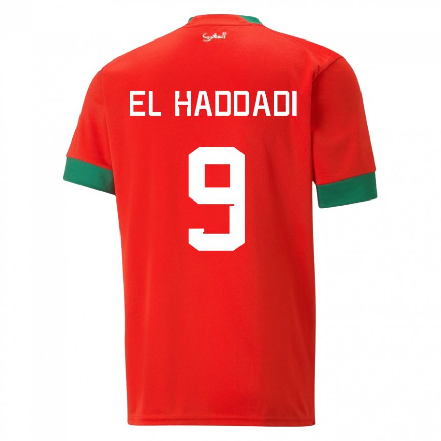 Dame Marokkos Munir El Haddadi #9 Rød Hjemmetrøye Drakt Trøye 22-24 Skjorter T-skjorte