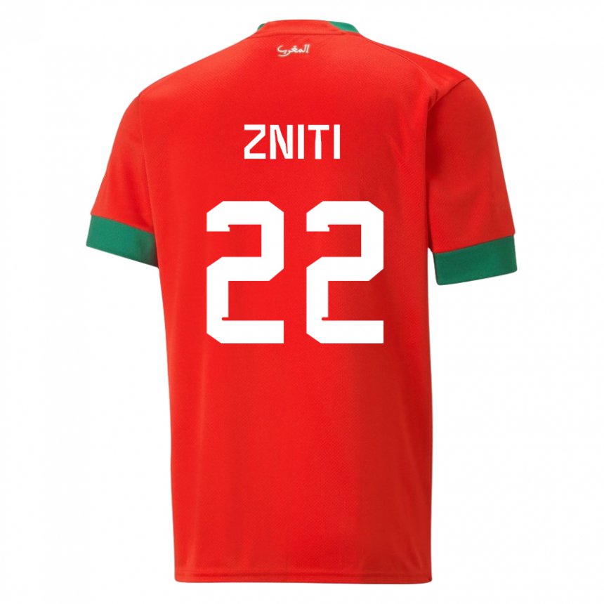 Dame Marokkos Anas Zniti #22 Rød Hjemmetrøye Drakt Trøye 22-24 Skjorter T-skjorte
