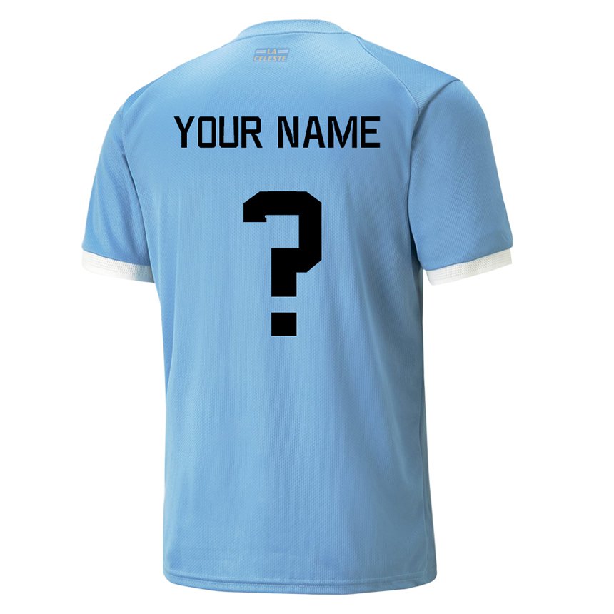 Dame Uruguays Navnet Ditt #0 Blå Hjemmetrøye Drakt Trøye 22-24 Skjorter T-skjorte
