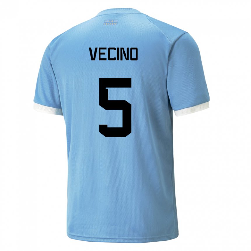 Dame Uruguays Matias Vecino #5 Blå Hjemmetrøye Drakt Trøye 22-24 Skjorter T-skjorte