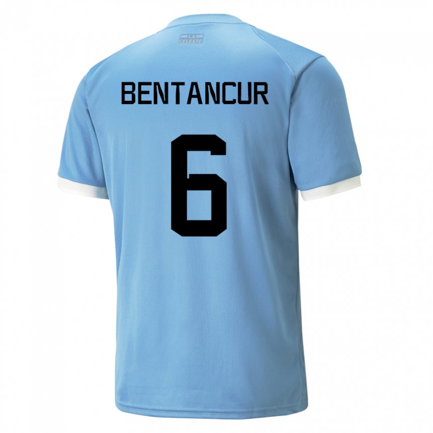 Dame Uruguays Rodrigo Bentancur #6 Blå Hjemmetrøye Drakt Trøye 22-24 Skjorter T-skjorte