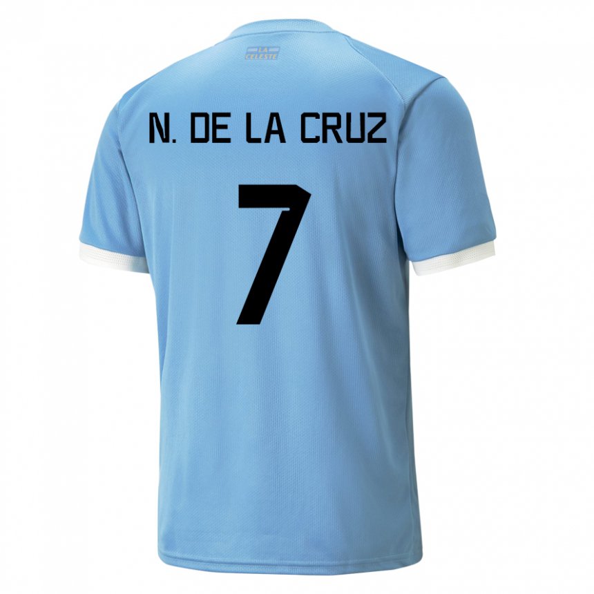 Dame Uruguays Nicolas De La Cruz #7 Blå Hjemmetrøye Drakt Trøye 22-24 Skjorter T-skjorte