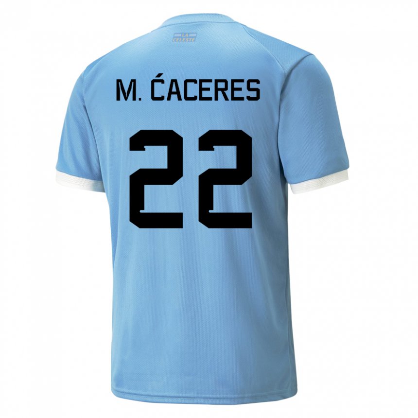 Dame Uruguays Martin Caceres #22 Blå Hjemmetrøye Drakt Trøye 22-24 Skjorter T-skjorte
