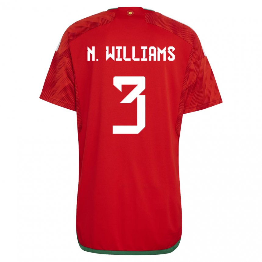 Dame Wales Neco Williams #3 Rød Hjemmetrøye Drakt Trøye 22-24 Skjorter T-skjorte
