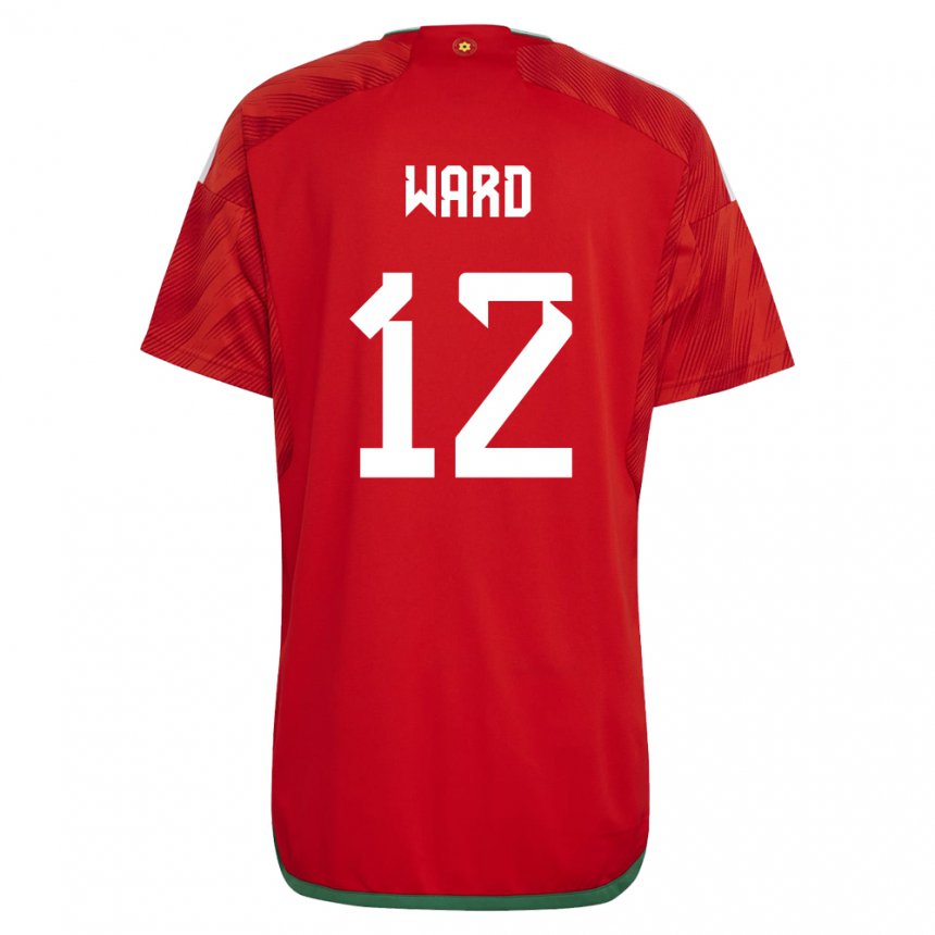 Dame Wales Danny Ward #12 Rød Hjemmetrøye Drakt Trøye 22-24 Skjorter T-skjorte
