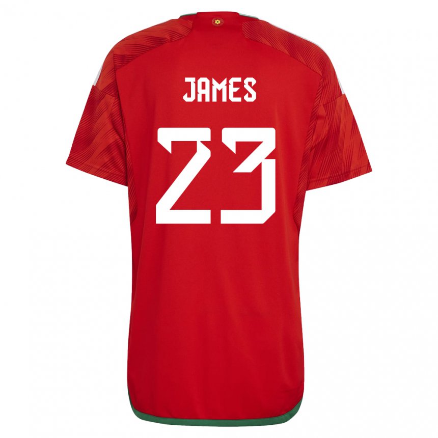 Dame Wales Jordan James #23 Rød Hjemmetrøye Drakt Trøye 22-24 Skjorter T-skjorte