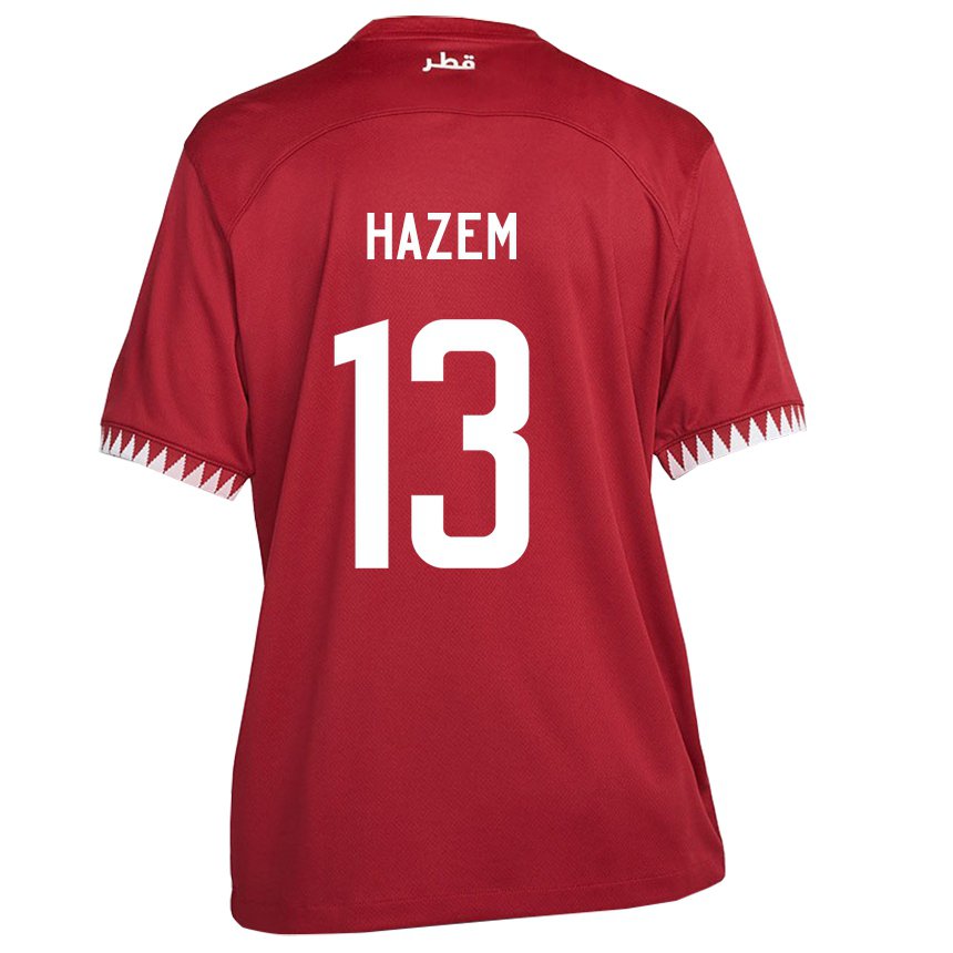 Dame Qatars Hazem Shehata #13 Rødbrun Hjemmetrøye Drakt Trøye 22-24 Skjorter T-skjorte