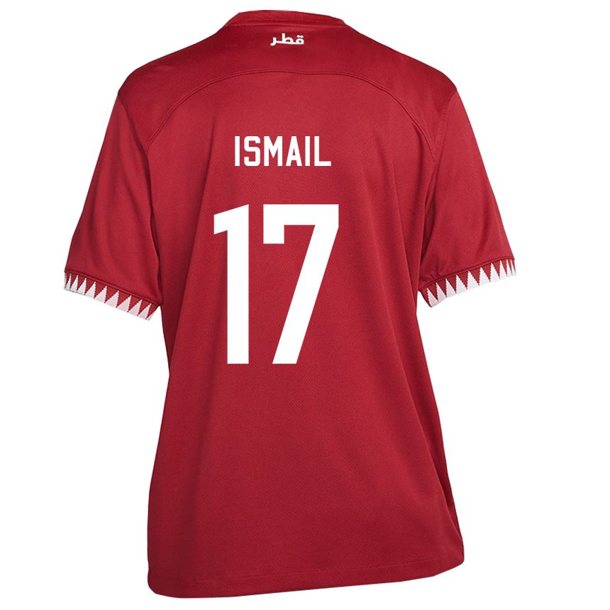 Dame Qatars Ismail Mohamad #17 Rødbrun Hjemmetrøye Drakt Trøye 22-24 Skjorter T-skjorte