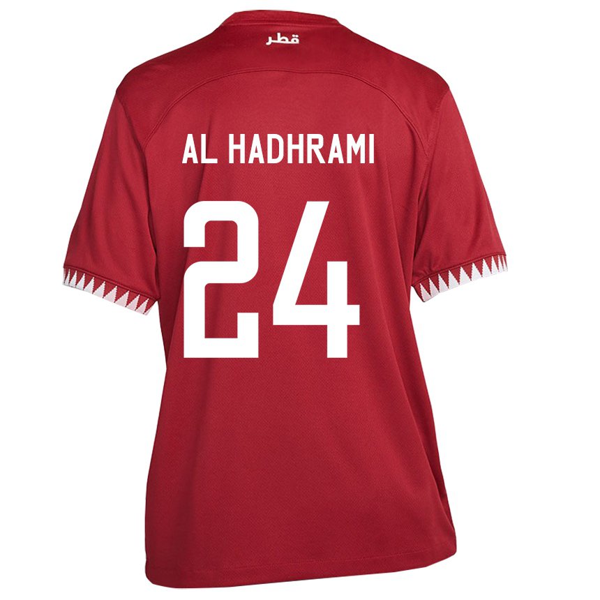 Dame Qatars Naif Abdulraheem Al Hadhrami #24 Rødbrun Hjemmetrøye Drakt Trøye 22-24 Skjorter T-skjorte