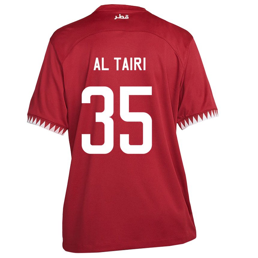 Dame Qatars Osamah Al Tairi #35 Rødbrun Hjemmetrøye Drakt Trøye 22-24 Skjorter T-skjorte
