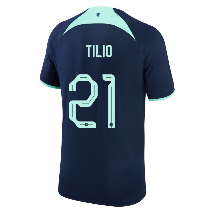 Dame Australias Marco Tilio #21 Mørke Blå Bortetrøye Drakt Trøye 22-24 Skjorter T-skjorte